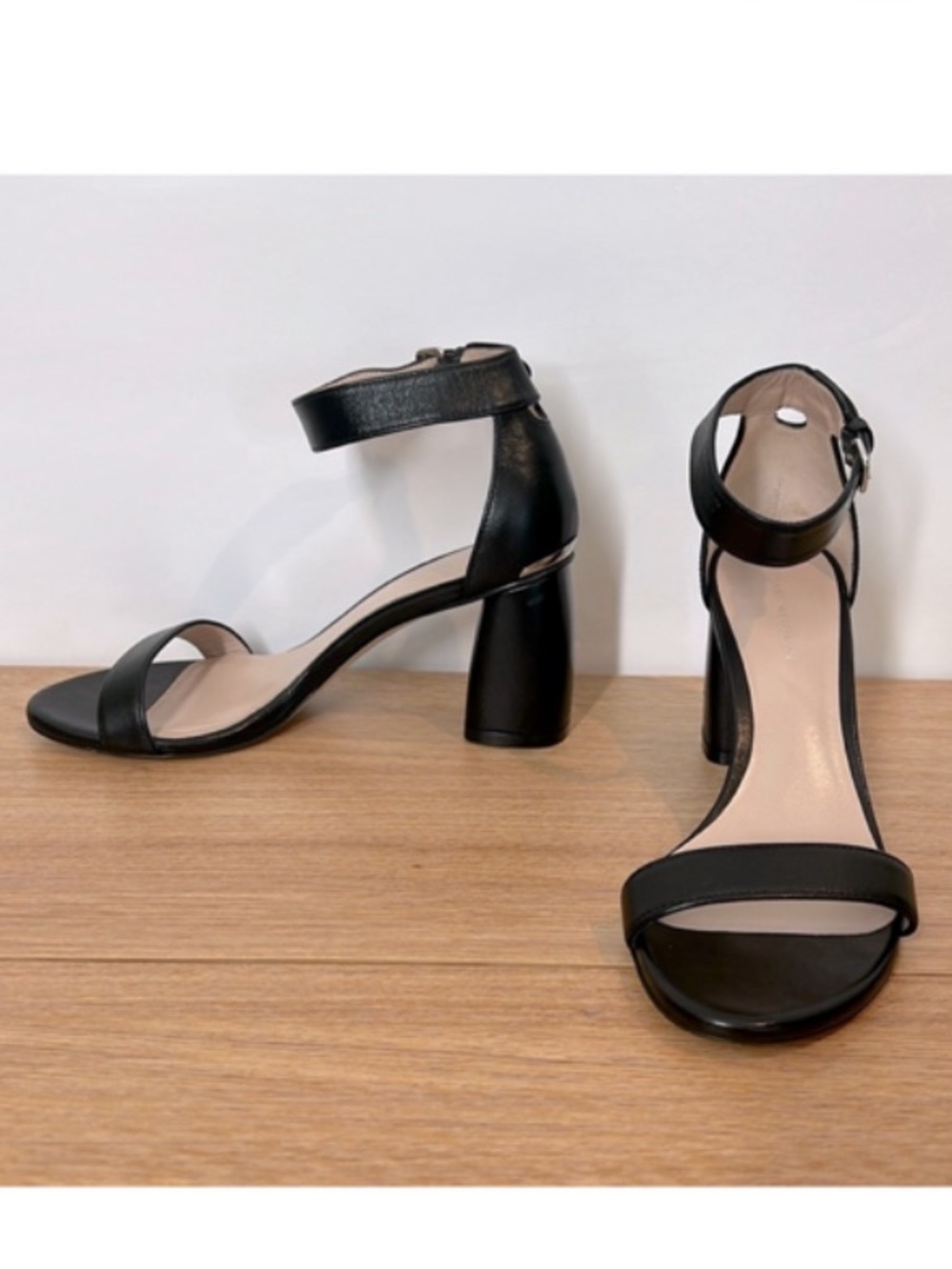 Stuart Weitzman Black Ankle Strap Open Toe Genuine Leather Women's Sandals